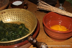 Spinaige, yeolks of eggs and creme