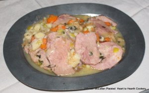 The receipt (recipe), "To make Essence of Ham" was served on a pewter platter.