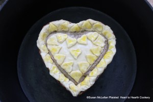 After the mixture of plums, cream, eggs, sugar, ginger and roseflower water is cold for the receipt (receipe) "Plum Tart-my Lady Sheldons Receipt", rayse a tart and put it into, cut a cover and bake it.