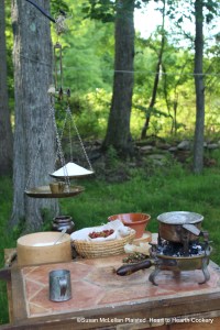 As you can see from this picture, the preparation of the receipt (recipe) "For preserving Strawberries" was part of my at home pandemic foodways experimentation.  To the juices of the strawberries squeezed through a cloth a half a pint of water and one pound of sugar was weighed and all put into a sauce pan.