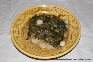 After a crust of bread is soaked in the broth for the receipt (recipe) "A Purslain Soup", the soup is poured on and served to table.