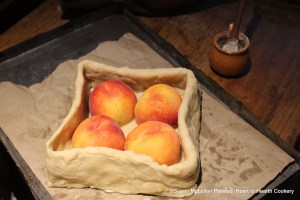 After the coffin is made for the receipt (recipe) "To bake Mellacattons" fill the pie (with peaches) and put them in whole.
