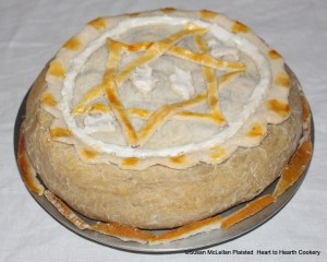 The last step before the receipt (recipe) "To Make a Cherry Tart" is ready to be served is to ice it.  The icing prepared from egg white, sugar and rose flower water is added to highlight parts of the design.