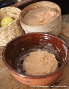After the quince is mashed for the receipt (recipe) "Quince Cream" pulp it through a sieve.  Without this step, the texture of the final product would not be smooth to the palate.