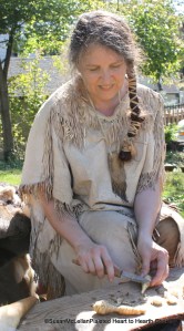 I am slicing the Jerusalem artichokes (sunchokes) in thin slices readying them for drying on my drying rack.
