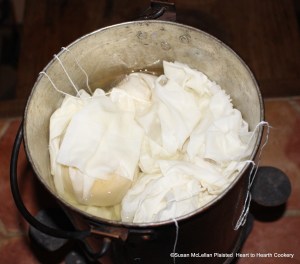 After the six Seville oranges have been tied in their cloths for the receipt (recipe) " To preserve Oranges Whole" boil them till tender.