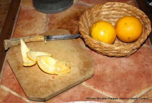 For the receipt (recipe) " To make Orange Cheese Cakes" the peel only of three Seville oranges is used in the receipt.