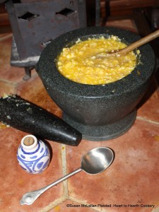 After the eggs, the final ingredient to be added to the mortar for the receipt (recipe) "To make Orange Cheese Cakes" was a spoonful of orange flower-water.