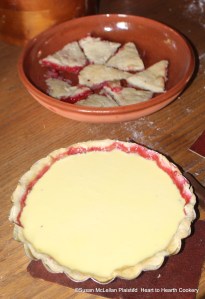 After the egg yolks have been well-beaten with a half pint of cream and a little fine Sugar for the receipt (recipe) To make a Rasberry Tart put in the mixture in the tart.