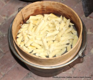 After the macaroni has been boiled tender for the receipt (recipe) Maccaroni lay it on a sieve to drain.