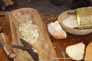 After the salsify is boiled and cut up for the receipt (recipe) Stewed Salsify grate some bread.