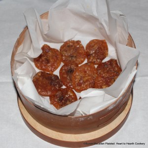 After the receipt (recipe) Marmelett of popling pare has been dried in a slack oven, the confection of pears, sugar, and sliced citron is preserved and packed in boxes until needed at the table.