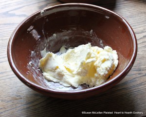 The manuscript receipt (recipe) for Lemon Tart reads three quarters of Butter so I softened three quarter of a pound of butter.