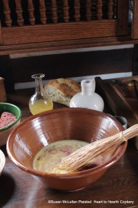 After the hen and goose eggs were whisked for the receipt (recipe) To dress Eggs in the Spanish Fashion a quarter pint of Claret was added.