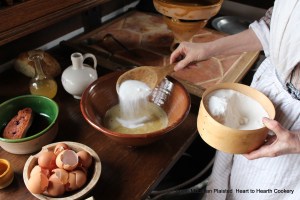 After the claret was added to the eggs for the receipt (recipe) To dress Eggs in the Spanish fashion, a quartern of Sugar was added.  A quartern is a quarter of a specific measure which I interpreted to be a quarter of a pound.