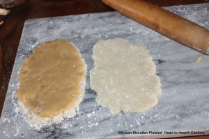 After the almond paste has been made for the receipt (recipe) To make White Gingerbread then take it out and work it at your pleasure then lay it even upon one of your cakes.  The cakes are sugar plate.