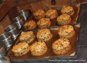 After the lined baking tins are out of the oven for the receipt (recipe) A Pretty Cake, the cake hoops are removed as soon as they cool down enough to touch. The same would be done if this great cake receipt had been baked in one large cake hoop.