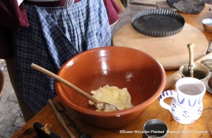 To the butter rubbed fine for the receipt (recipe) To make Ginger-Bread Cakes add one Pound of Sugar.  I am making one-third the receipt so five and a half ounces of sugar are in the bowl with one pound of butter.