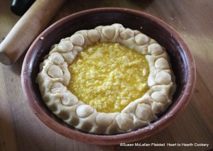 After the puff-paste receipt (recipe) The fifth way was placed in the redware baking dish, the  receipt To make the Orange pudding was poured in and the paste decorated.