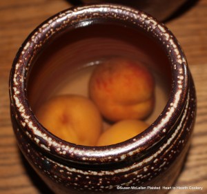 After selecting the unbruised peaches for the receipt (recipe) To pickle Peaches then take Spring-water, as much as you think will cover them; make it strong enough to bear an Egg by adding salt. Let them stand three Days.