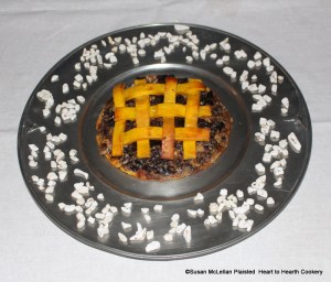 After the receipt (recipe) Another Farc't Dish has been baked a little in a bake oven it is ready for the table.  The full receipt requires forty egg yolks, marrow, dates, prunes, currants and two pancakes is garnished with orange comfits.