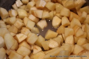 After the pared quince has been cut in Pieces for the receipt (recipe) White Marmalade, beat three quarters of a pound double refin'd Sugar beat small, throw half the sugar on the raw Quinces, set it on a very low Fire, till the sugar is melted, and the Quinces tender.