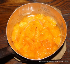 After the stoned apricots have been put in a saucepan with a little water for the receipt (recipe) Apricot Puffs stew them until they are tender.