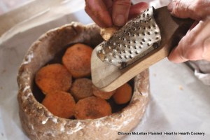 After the Spanish potatoes in the coffin had been seasoned with Ceylon cinnamon for the receipt (recipe) To make a Potato Pye season them with...ginger.  Note the ginger is in the dried form.