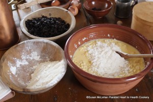 After the grated nutmeg and eggs have been beaten all together with the milk soaked bread for the receipt (recipe) A plum puding Boyled put in by degrees 2 good handfulls of fine flower.