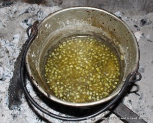 After three hours of boiling the small pieces of melon rind for the receipt (recipe) The American Citron the cut rind is still not completely translucent which is the goal as the rind absorbs the sugar.  The complete four hours as the receipt directs is required.