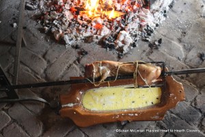 After the belly of the rabbit filled with whisked egg mixed with parsley is sewn closed with linen twine for the receipt (recipe) To Roast a Rabbit spit the rabbit.  The rabbit is so small that twine was used to hold the rabbit in place on the spit.  