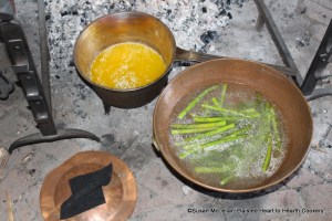 After the asparagus has been boiled in butter and salt for the receipt (recipe) To preserve Asparagus then put them in fair Water and let them lay until they are cold.