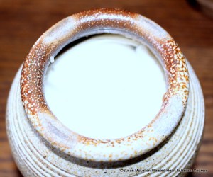 After the salt, cloves, sliced lemon, and equal parts of water and white wine vinegar have been added to the salt glazed crock for the receipt To preserve Asparagus lay a Napkin over them in the Vessel.