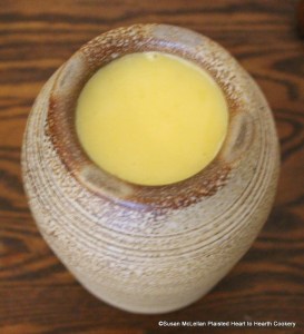 After the melted butter is poured over the napkin for the receipt (recipe) To preserve Asparagus, the salt glazed crock is ready to be sealed by either a leather or a bladder and stored in the coolest location until the asparagus is read to be used and when you would use them, dress them in the same Manner you do those that are newly gather'd. 