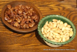For the receipt (recipe) Orange Cheese-cakes with a Past for Them first take a halfe a pound of blanched almonds.  The almonds were weighed and then put in water brought to a boil, emerged in the boiling water for a very short time, drained and then the skins are easily removed.
