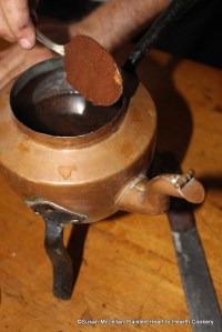 After a quart of water fit for use has been measured for the receipt (recipe) To make the drink that is now much used for coffee put in one ounce of your prepared coffee.